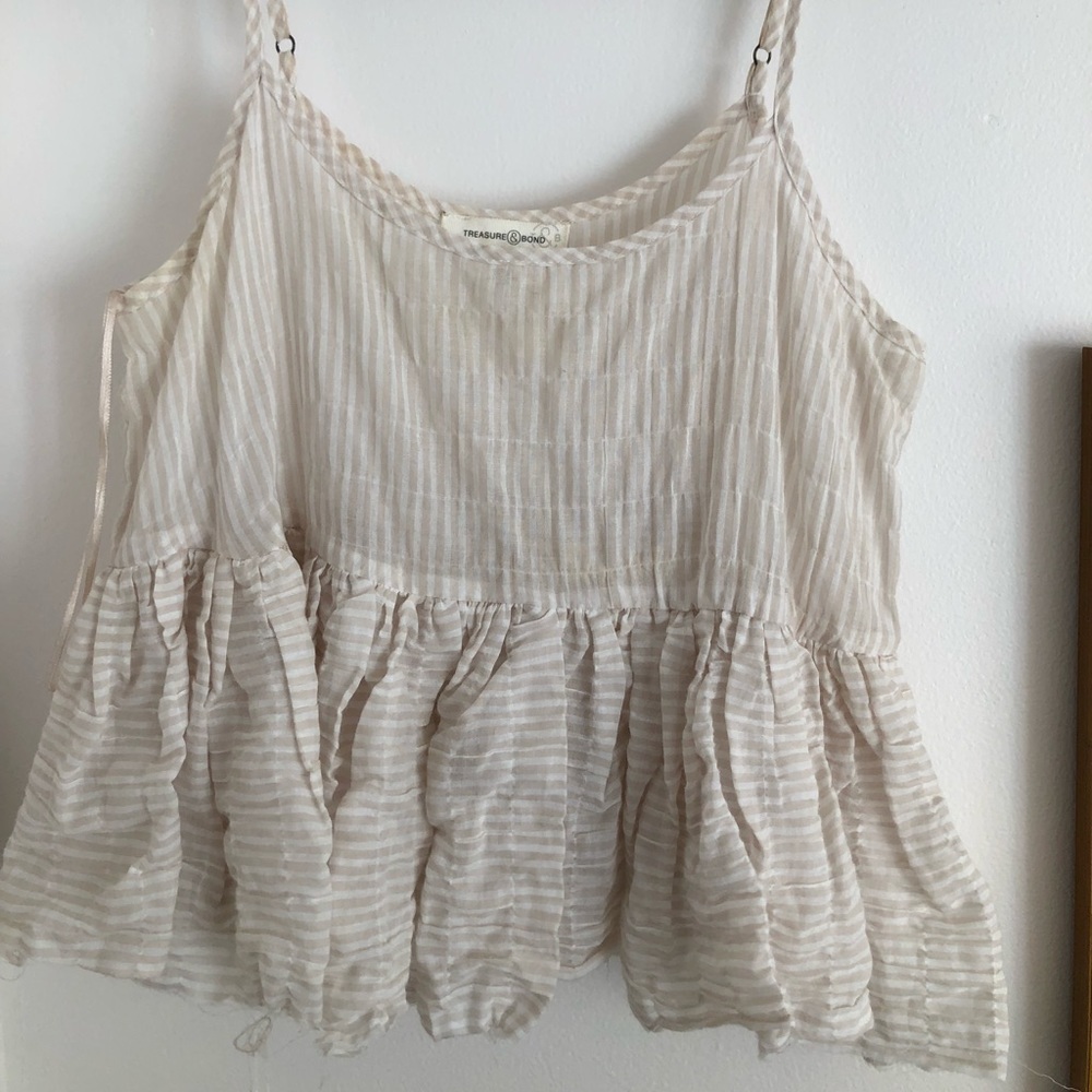 Treasure & Bond striped pink and cream peplum tank